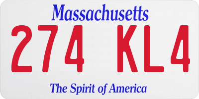 MA license plate 274KL4