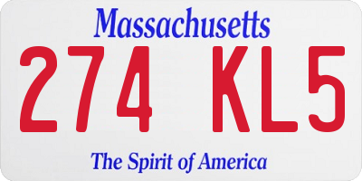 MA license plate 274KL5