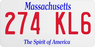 MA license plate 274KL6