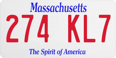 MA license plate 274KL7