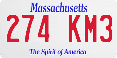 MA license plate 274KM3
