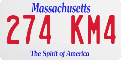 MA license plate 274KM4