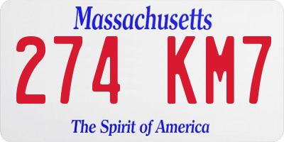 MA license plate 274KM7