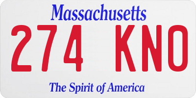 MA license plate 274KN0