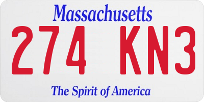 MA license plate 274KN3