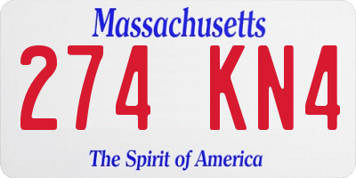 MA license plate 274KN4