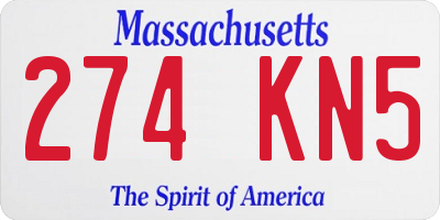 MA license plate 274KN5