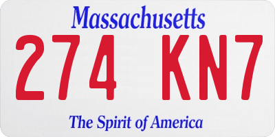 MA license plate 274KN7