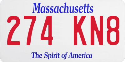 MA license plate 274KN8