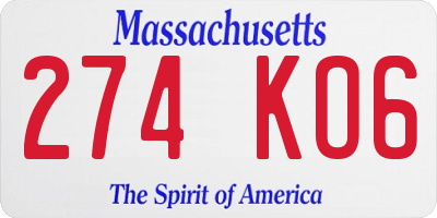 MA license plate 274KO6