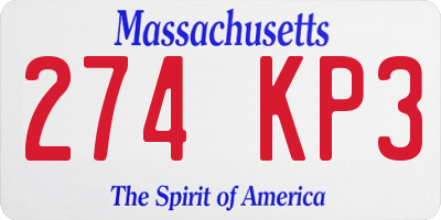 MA license plate 274KP3