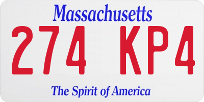 MA license plate 274KP4