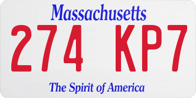 MA license plate 274KP7