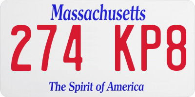 MA license plate 274KP8