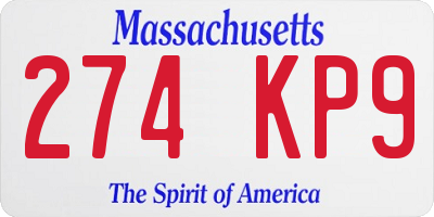 MA license plate 274KP9