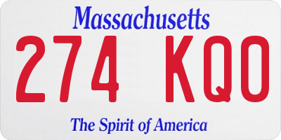 MA license plate 274KQ0