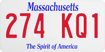 MA license plate 274KQ1