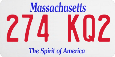 MA license plate 274KQ2