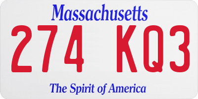 MA license plate 274KQ3