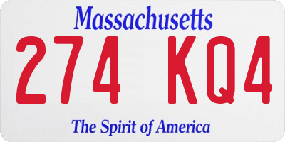 MA license plate 274KQ4