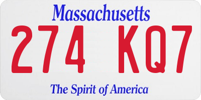 MA license plate 274KQ7