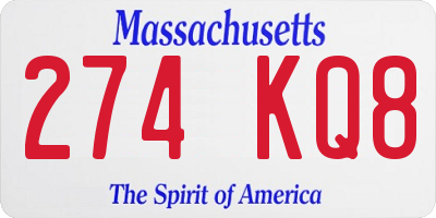 MA license plate 274KQ8