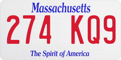 MA license plate 274KQ9
