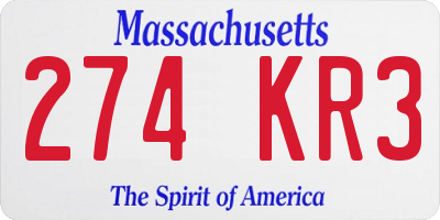 MA license plate 274KR3
