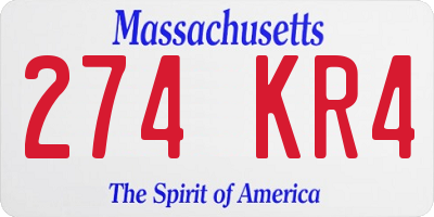 MA license plate 274KR4