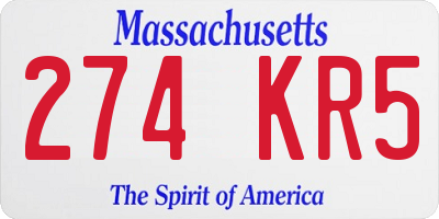 MA license plate 274KR5