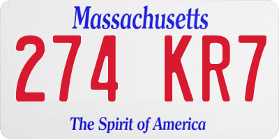 MA license plate 274KR7