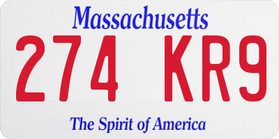 MA license plate 274KR9
