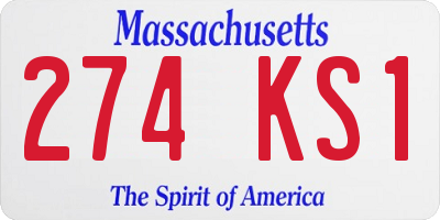 MA license plate 274KS1