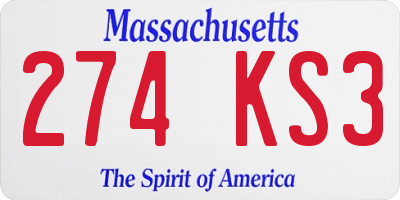 MA license plate 274KS3