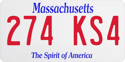 MA license plate 274KS4