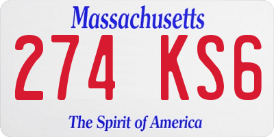 MA license plate 274KS6