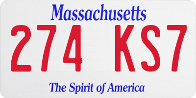 MA license plate 274KS7