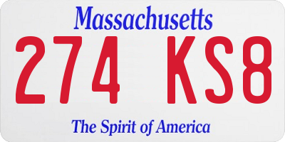 MA license plate 274KS8