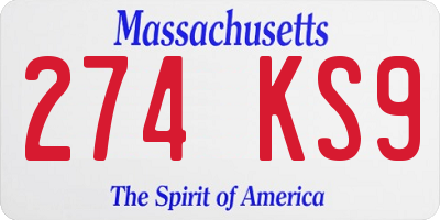 MA license plate 274KS9