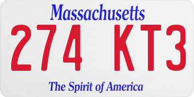 MA license plate 274KT3