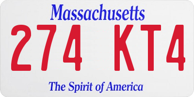 MA license plate 274KT4