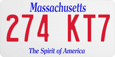 MA license plate 274KT7