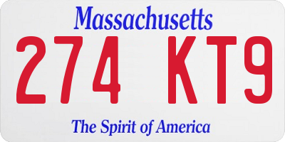 MA license plate 274KT9