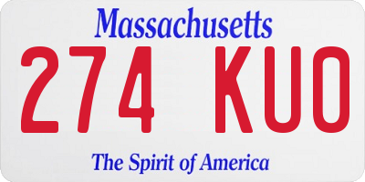MA license plate 274KU0