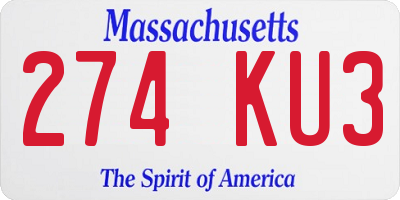 MA license plate 274KU3