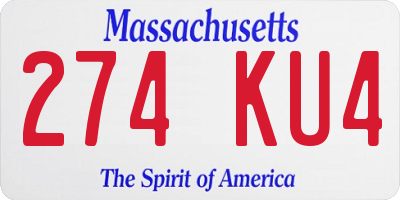 MA license plate 274KU4
