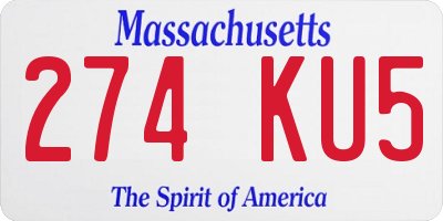 MA license plate 274KU5