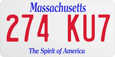 MA license plate 274KU7