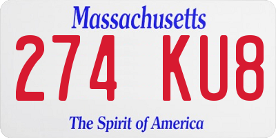 MA license plate 274KU8