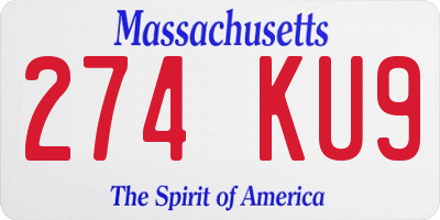 MA license plate 274KU9